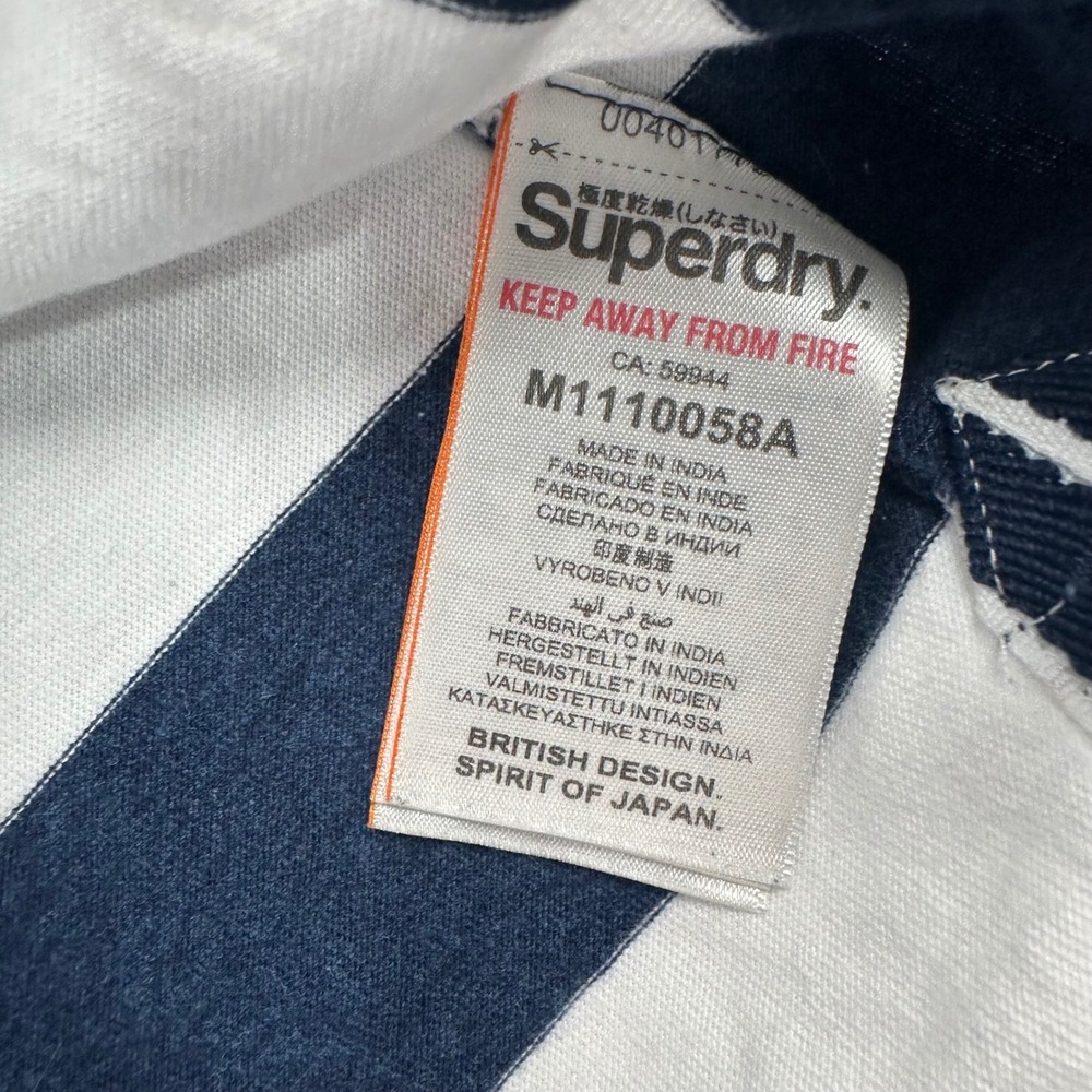Superdry Mens Premium Polo Shirt XL Striped Navy White Orange Stripe M1110058A - Picture 5 of 8